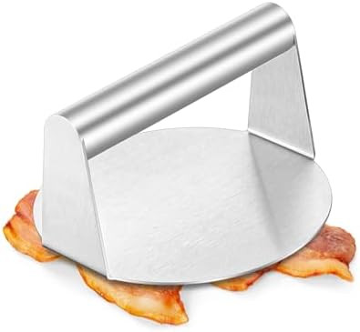 HaSteeL Burger Press 2Pcs Griddle Grill Smashers for Indoor & Outdoor 5.5” Round Stainless Steel Hamburger Weight for Perfectly Seared Bacon Steak Sandwiche Hash browns Non-Stick Dishwasher Safe