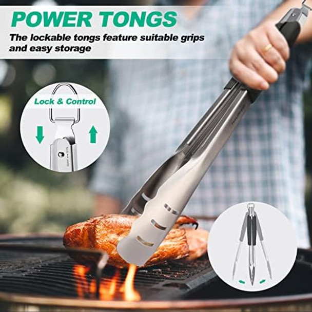 HAUSHOF Large Grill Accessories Heavy Duty BBQ Set s for Men/Women - Premium Stainless Steel Spatula Fork & Tongs Barbecue Utensils Tool Kit for Grilling Lover Outdoor HAUSHOF Large Grill Accessories Heavy Duty BBQ Set s for Men/Women - Premium Stainless Steel Spatula Fork & Tongs Barbecue Utensils Tool Kit for Grilling Lover Outdoor