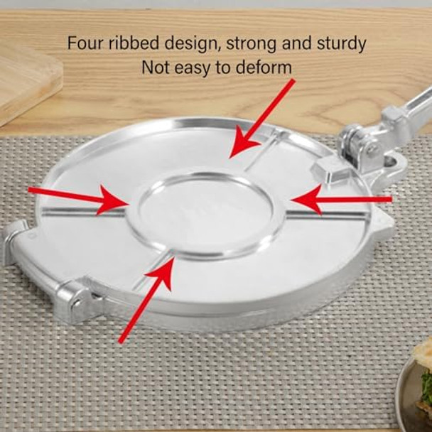 Tortilla Press Aluminum Alloy Tortilla Maker Manual Tortilla Maker Pressing Tool for Pizza Pie Patty Making (16cm Silver)