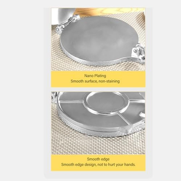 Tortilla Press Aluminum Alloy Tortilla Maker Manual Tortilla Maker Pressing Tool for Pizza Pie Patty Making (16cm Silver)