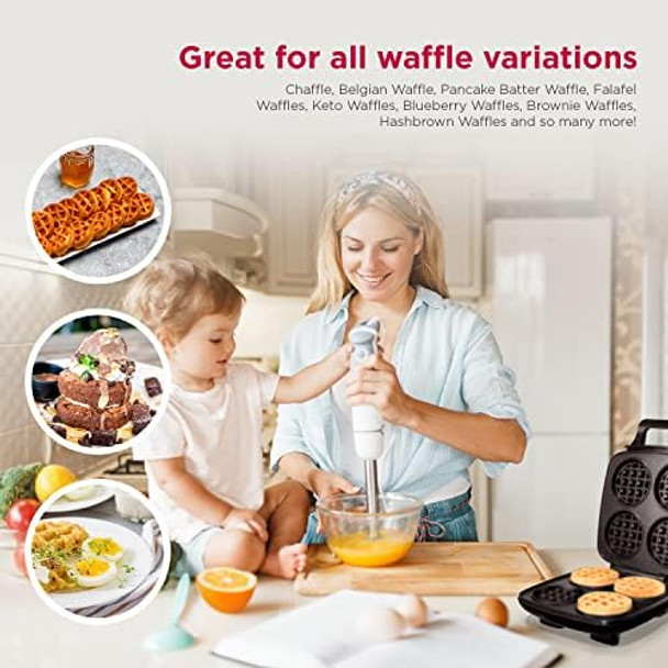 mywaffle Classic Waffle & Chaffle Maker - For Breakfast Churro Keto Belgian and Dessert Waffles - Non-Stick Surface Extra Deep Plates and Easy to Clean Perfect for Individuals and Families