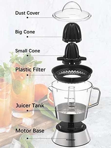 Homeleader Electric Citrus Juicer Orange Juicer with Pulp Control Filter Lemon Squeezer Electric for Grapefruit Orange Lemon Lime
