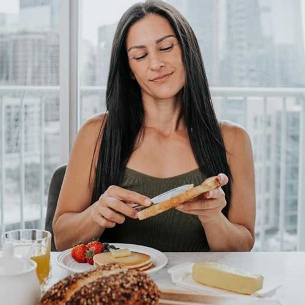 READY BUTTER 3-in-1 Butter Knife - Stainless Steel Serrated Knife With Holes in Blade - Cold Butter Spreader Curler & Micro Grater - Dishwasher Safe