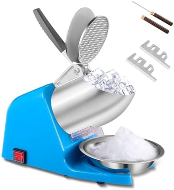Dual Blade Ice Shaver Machine 143 lbs/hr 300W Electric Ice Crusher Machine with Extra Blades and Ice Pick for Home and Commercial Use ETL-Listed Silver Dual Blade Ice Shaver Machine 143 lbs/hr 300W Electric Ice Crusher Machine with Extra Blades and Ice Pick for Home and Commercial Use ETL-Listed Silver