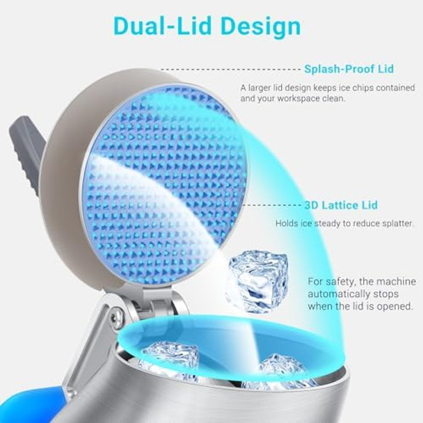 Dual Blade Ice Shaver Machine 143 lbs/hr 300W Electric Ice Crusher Machine with Extra Blades and Ice Pick for Home and Commercial Use ETL-Listed Silver Dual Blade Ice Shaver Machine 143 lbs/hr 300W Electric Ice Crusher Machine with Extra Blades and Ice Pick for Home and Commercial Use ETL-Listed Silver