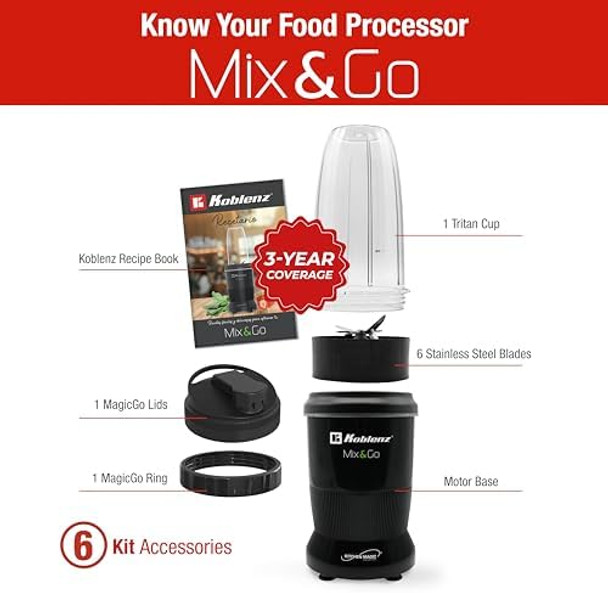 Koblenz Mix & Go Portable Blender Personal Size Blender for Shakes and Smoothies Fruit Smoothie Blender Milkshake – Juicer Mini Blender Koblenz Mix&Go Portable Blender Personal Size Blender