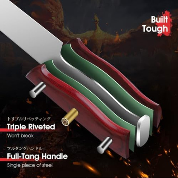 Huusk Cimitar Breaking Knife 12 inch Curved Butcher Knives for Meat Cutting Sharp Brisket Knives Carving Knives Full Tang Meats Cleaver with Rosewood Handle for Meats Big Vegetables s for Dad