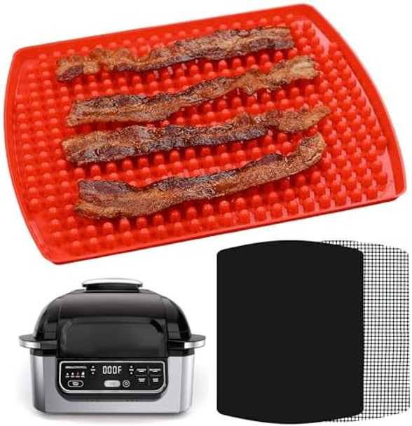 Air Fryer Reusable Liner Accessories for Ninja Foodi Grill 5-in-1 AG301 4qt Ninja Foodi Accessories Heat Resistant Liners Food Safe Easy Clean Silicone Mat by INFRAOVENS