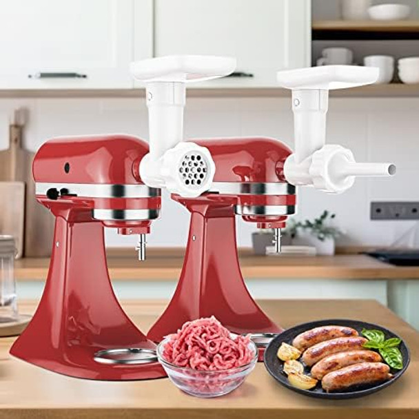 Fruit & Vegetable Strainer Attachment Set for Kitchenaid Stand Mixer Includes Food Grinder Attachment with Sausage Stuffer Tubes and Juicer Auger Meat Grinder Attachment for Kitchenaid by InnoMoon