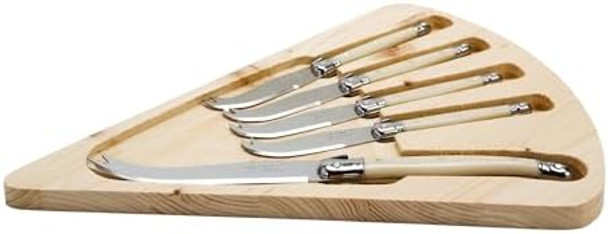 Jean Dubost Laguiole 5-Piece Cheese Knife Set with Board Ivory Handles - Rust-Resistant Stainless Steel - Made in France Jean Dubost Laguiole 5-Piece Cheese Knife Set with Board Ivory Handles - Rust-Resistant Stainless Steel - Made in France