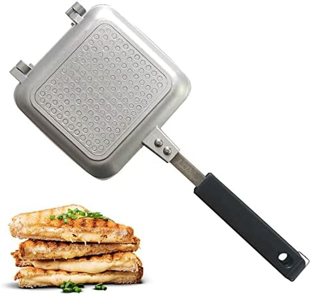 Breakfast Sandwich Maker Grill Press Grilled Cheese Maker Panini Press Sandwich Toaster Presser - Stove Top Nonstick by Jean Patrique (Silver)
