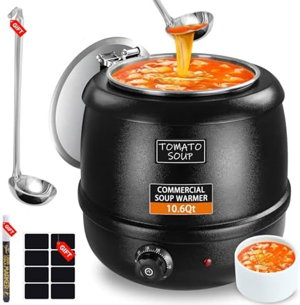 Electric Soup Warmer Commercial - 10.6 Qt 500w Electric Soup Pot with Lid Hinged Detachable 304 Stainless Steel Insert Pot Ladle Soup Kettle Restaurant Supplies Party Buffet Catering Electric Soup Warmer Commercial - 10.6 Qt 500w Electric Soup Pot with Lid Hinged Detachable 304 Stainless Steel Insert Pot Ladle Soup Kettle Restaurant Supplies Party Buffet Catering