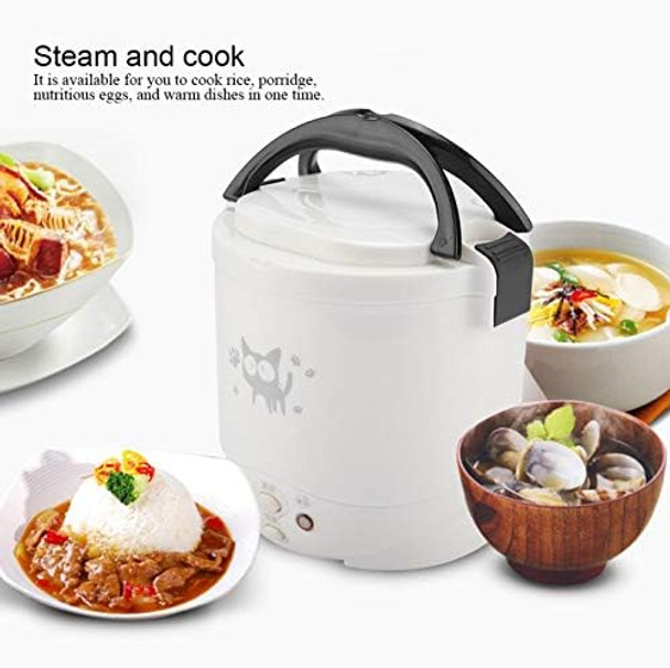 Joyzan Mini Rice Cooker for Car Small Portable Travel Food Steamer Electric Multifunctional Lunch Box Non Stick Automatic Pot Cooking Heating Keep Warm Function Camping Noodles Soup Vegetable 1L 12V