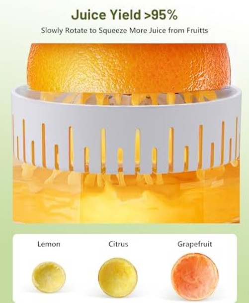 Electric Citrus Juicer Automatic Orange Juicer Squeezer with Power Cord Portable Juicer with Cleaning Brush for Lemon Grapefruit High Juice Yield One Touch Operation Easy to Clean