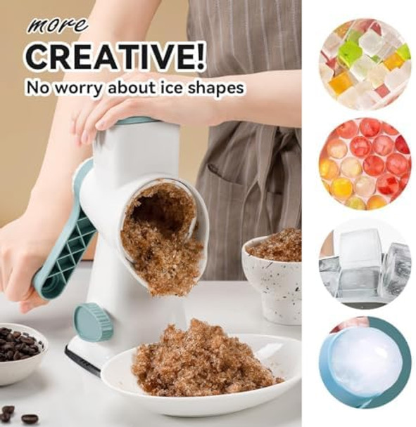 KEOUKE Rotary Ice Shaver with Handle Manual Hand Crank Snow Cone Maker Machine Qucik Shaved Ice Maker with Suction Feet All Ice Cubes Fitted White KEOUKE Rotary Ice Shaver with Handle Manual Hand Crank Snow Cone Maker Machine Qucik Shaved Ice Maker with Suction Feet All Ice Cubes Fitted White