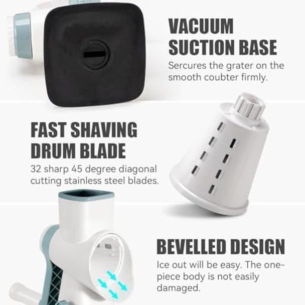 KEOUKE Rotary Ice Shaver with Handle Manual Hand Crank Snow Cone Maker Machine Qucik Shaved Ice Maker with Suction Feet All Ice Cubes Fitted White KEOUKE Rotary Ice Shaver with Handle Manual Hand Crank Snow Cone Maker Machine Qucik Shaved Ice Maker with Suction Feet All Ice Cubes Fitted White