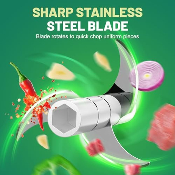 Electric Garlic Chopper 300ML Portable Cordless Mini Food Processor Rechargeable Vegetable Chopper Blender for Nuts Chili Onion Minced Meat and Spices BPA-(White)