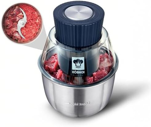 Electric Food Processor & Meat Grinder – 1.9 Qt Food Chopper with Pure Copper Motor Dual-Layer Blades Procesador de Alimentos Electrico