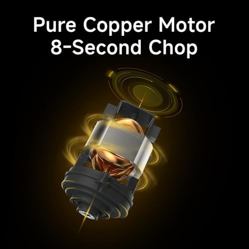 Electric Food Processor & Meat Grinder – 1.9 Qt Food Chopper with Pure Copper Motor Dual-Layer Blades Procesador de Alimentos Electrico