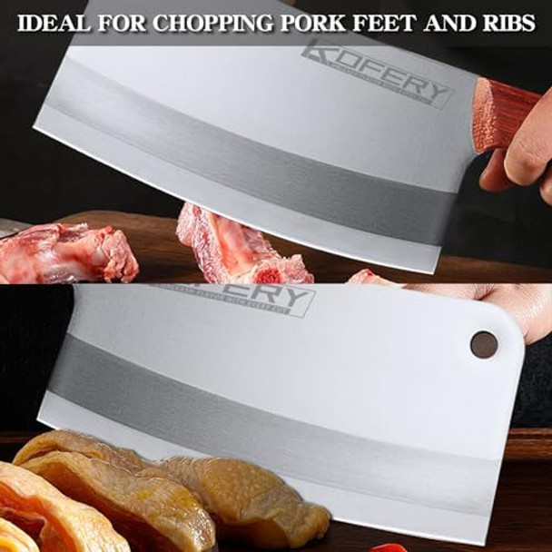 Kofery Classic 7-Inch Heavy Duty Meat Cleaver Knife - Bone Chopper For Home And Restaurant - Premium Stainless Steel Butcher'S Choice Kofery Classic 7-Inch Heavy Duty Meat Cleaver Knife - Bone Chopper For Home And Restaurant - Premium Stainless Steel Butcher'S Choice