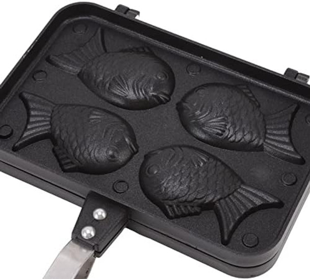 Taiyaki Fish Shape Pancake Pan taiyaki waffeln Non Stick Taiyaki Double Cake Maker with 4 Trays Waffle Baking Pan for Breakfast Pancake Plett Taiyaki Baking Compatible with Electric Gas Waffle Irons