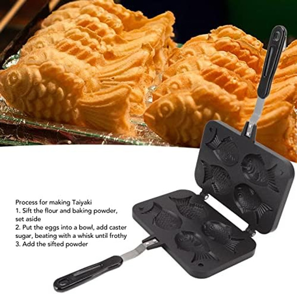 Taiyaki Fish Shape Pancake Pan taiyaki waffeln Non Stick Taiyaki Double Cake Maker with 4 Trays Waffle Baking Pan for Breakfast Pancake Plett Taiyaki Baking Compatible with Electric Gas Waffle Irons