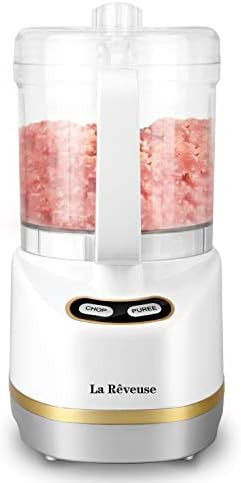 La Reveuse Electric Mini Food Processor with 200 Watts 2-Cup Prep Bowl for Mincing Chopping Grinding Blending Pureeing (Metallic Grey)