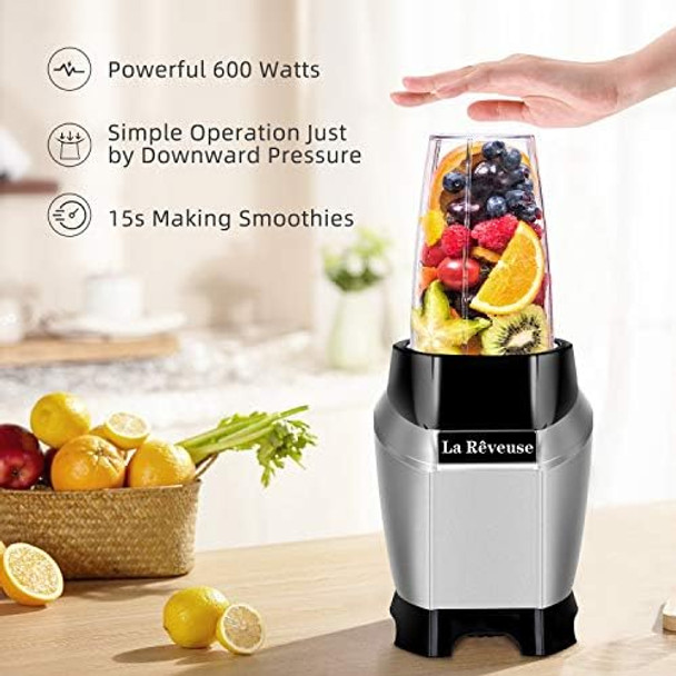 La Reveuse Personal Smoothie Blender 600 Watts with 20 oz BPA- Travel Bottle-Dishwasher Safe (1 bottle)