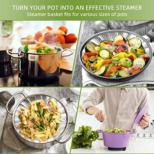 Steamer Basket Premium Stainless Steel Vegetable Steamer Basket for Veggies & Seafood Cooking Expandable Food Steaming Basket Fits for Various Size Pots & Pans (6.4" to 10") LAIHIFA
