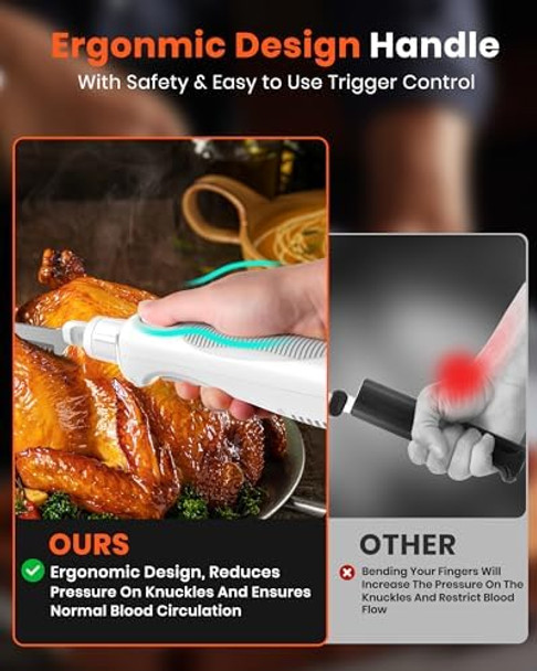 Electric Knife Cordless Cutting Knife for Meat Slicing Bread Fillet Turkey Ergonomic Design with Comfortable Contoured Grip Rechargeable Easy-Slice Electric Carving Blade Dark Black Electric Knife Cordless Cutting Knife for Meat Slicing Bread Fillet Turkey Ergonomic Design with Comfortable Contoured Grip Rechargeable Easy-Slice Electric Carving Blade Dark Black