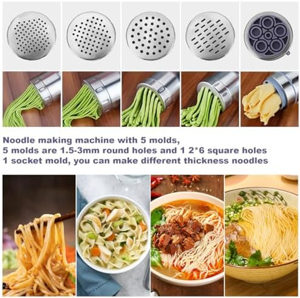Manual Noodles Press Machine with 5 Noodle Mould Portable Pasta Maker Stainless Steel Manual Noddle Juicer Machine for Home Restaurant Travel Manual Noodles Press Machine with 5 Noodle Mould Portable Pasta Maker Stainless Steel Manual Noddle Juicer Machine for Home Restaurant Travel