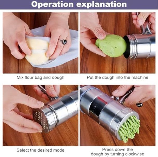 Manual Noodles Press Machine with 5 Noodle Mould Portable Pasta Maker Stainless Steel Manual Noddle Juicer Machine for Home Restaurant Travel Manual Noodles Press Machine with 5 Noodle Mould Portable Pasta Maker Stainless Steel Manual Noddle Juicer Machine for Home Restaurant Travel