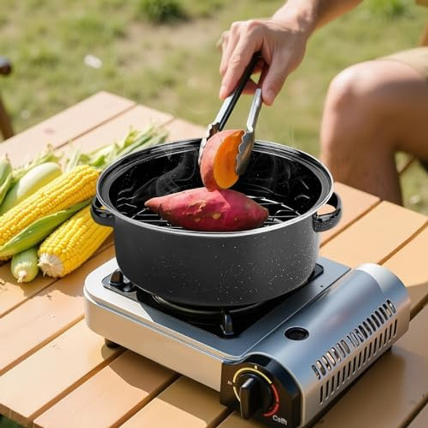 Enamel Pot with Lid Nonstick Cooking Pot Food Steamer Basting Pot Heavy Duty Cookware for Cooking Vegetables Seafood Cake Stews Pasta