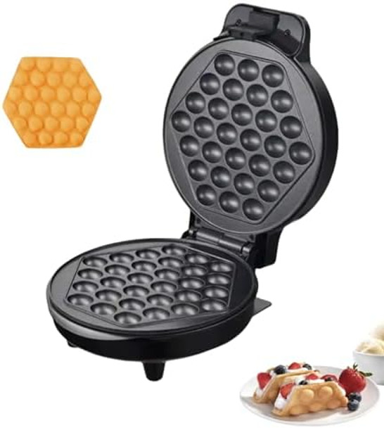 Compact Bubble Waffle Maker Machine Electric Egg Waffle Maker With Nonstick Surface For Easy Cleaning - Great Holiday