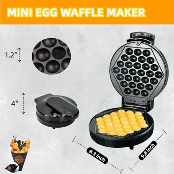 Compact Bubble Waffle Maker Machine Electric Egg Waffle Maker With Nonstick Surface For Easy Cleaning - Great Holiday
