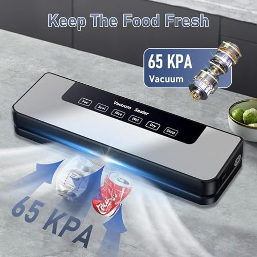 LiveGo Vacuum Sealer Machine High-Speed Continuous Working Suction Powe Sealer with 10 Airtight Bags and Accessory Hose for Save and Storage