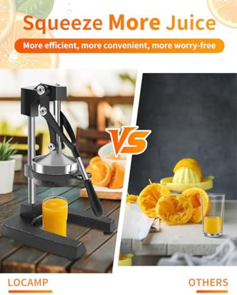 Locamp Cast Iron Fruit Juicer Hand Press Juicer Machine Professional Citrus Squeezer for Orange Lemon Lime-Durable and Easy-to-Clean Stainless Steel Manual Citrus Press