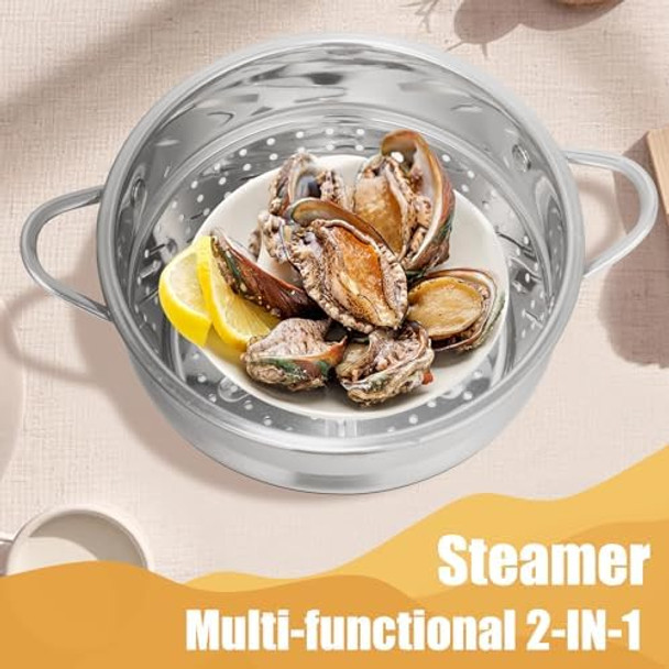 2.3 Quart Stainless Steel Saucepan with Steamer Basket,Tri-ply Construction,Multi-functional Sauce Pan Set with Lid,Small Sauce Pots Cooking for Pasta,Gravies,Noodles,Vegetable 2.3 Quart Stainless Steel Saucepan with Steamer Basket,Tri-ply Construction,Multi-functional Sauce Pan Set with Lid,Small Sauce Pots Cooking for Pasta,Gravies,Noodles,Vegetable