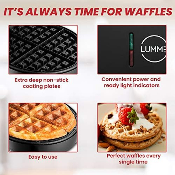 Lumme Waffle Maker Electric Waffle Maker Machine Waffle Iron for Individual Waffles Paninis Hash browns other on the go Breakfast Lunch or Snack (Black)