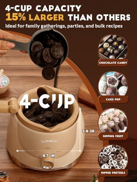 Chocolate Melting Pot Candy Melts Melter with 2 Insert Pots and Spatula 4 Cups Capacity Warmer Machine Ideal Dipping Tool Kitchen Supplies for Making Cake Pop Covered Strawberries Fondue Chocolate Melting Pot Candy Melts Melter with 2 Insert Pots and Spatula 4 Cups Capacity Warmer Machine Ideal Dipping Tool Kitchen Supplies for Making Cake Pop Covered Strawberries Fondue