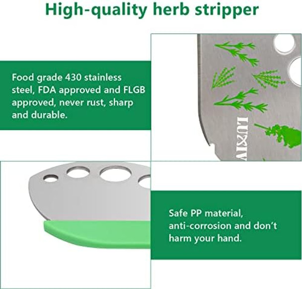 Herb Stripper 9 holes Luxiv Stainless Steel Kitchen Herb Stripping Tool Loose Leaf Kale Razor Metal Leaf Pealer for Kale Chard Collard Greens Thyme Basil Rosemary