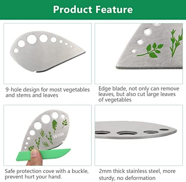 Herb Stripper 9 holes Luxiv Stainless Steel Kitchen Herb Stripping Tool Loose Leaf Kale Razor Metal Leaf Pealer for Kale Chard Collard Greens Thyme Basil Rosemary