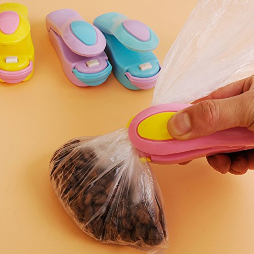 CHRISLZ 4 PCS Mini Sealing Machine Portable Snack Bag Heat Sealer Hand Press Sealing Machine for Plastic Bags Food Saver Storage