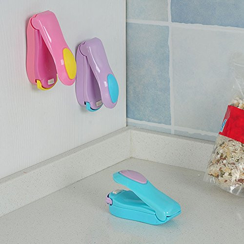 CHRISLZ 4 PCS Mini Sealing Machine Portable Snack Bag Heat Sealer Hand Press Sealing Machine for Plastic Bags Food Saver Storage