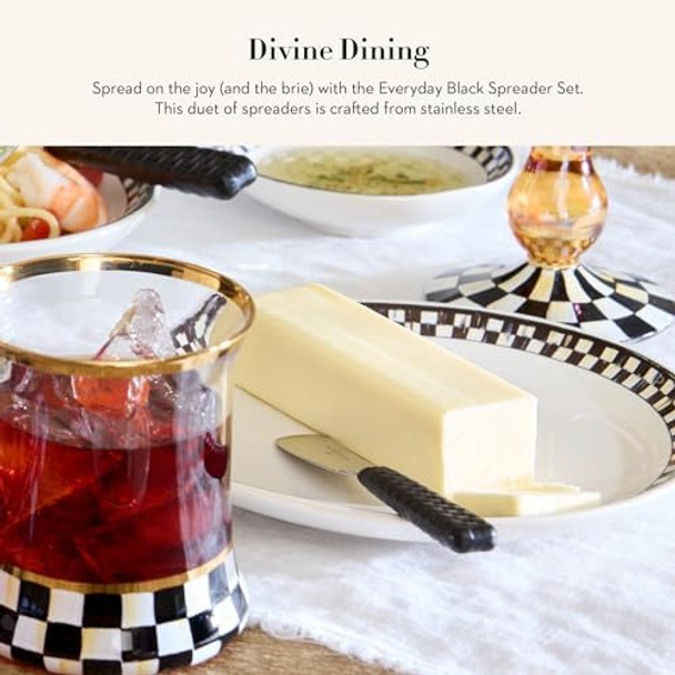 MACKENZIE-CHILDS Set of 2 Everyday Spreaders Stainless-Steel Butter Knife Set Black