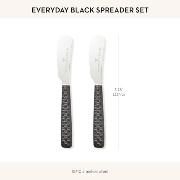MACKENZIE-CHILDS Set of 2 Everyday Spreaders Stainless-Steel Butter Knife Set Black