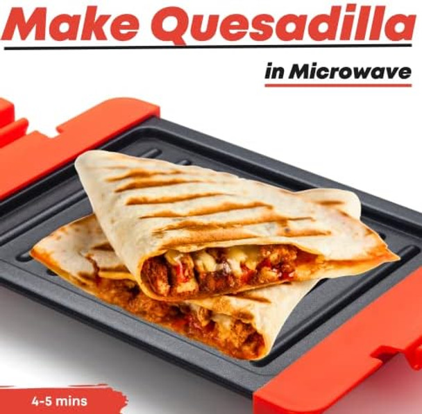 Maconee Microwave Sandwich maker Microwave Grill Cheese Maker Microwave Crisper Toaster Cookware Panini Press Cooking Fast and Dishwasher Safe Orange