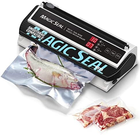 Magic Seal MS175 Vacuum Sealer Machine for Food Preservation Nozzle Type Compatible with Mylar Bags Adjustable Vacuum and Sealing Time Automatic and Manual Mode