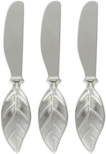 MAGICLULU 3pcs Zinc Alloy Butter Cutter Cheese Butter Spreader Leaf Shape Cheese Spatula Leaves Butter Scraper for Cheese Fruit Jam