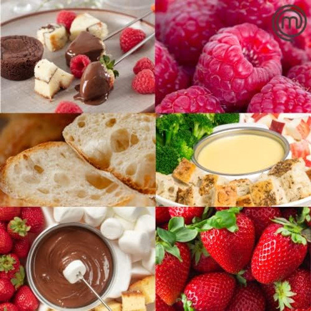 MasterChef Chocolate Fondue Maker- Deluxe Electric Dessert Fountain Fondue Pot Set w 4 Forks & Party Serving Tray -Melting Warming Caramel Cheese Sauce Romantic Date Fun Birthday